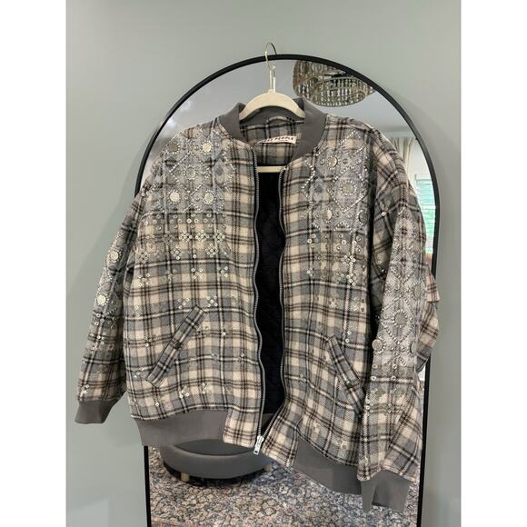 Free People Louie Wool Blend Embellished Bomber Jacket - Picture 2 of 10